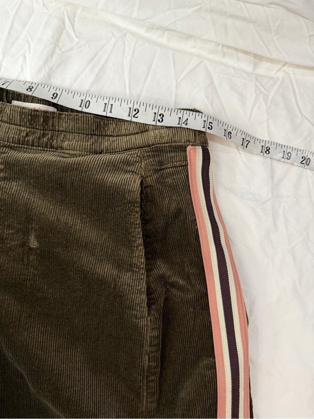 PILCRO Izzie Relaxed Corduroy Pull-On Barrel Pants Olive Stripe S - Picture 12 of 16
